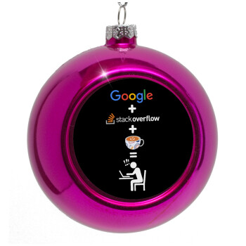 Google + Stack overflow + Coffee, Purple Christmas tree ornament bauble 8cm