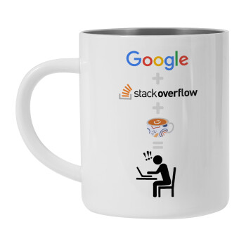 Google + Stack overflow + Coffee, Mug Stainless steel double wall 450ml