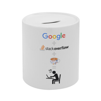 Google + Stack overflow + Coffee, Κουμπαράς πορσελάνης με τάπα