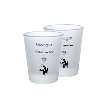 Google + Stack overflow + Coffee, Σφηνοπότηρα γυάλινα 45ml του πάγου (2 τεμάχια)
