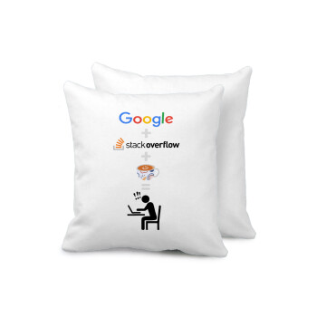 Google + Stack overflow + Coffee, Sofa cushion 40x40cm includes filling