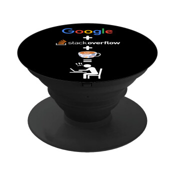 Google + Stack overflow + Coffee, Phone Holders Stand  Μαύρο Βάση Στήριξης Κινητού στο Χέρι