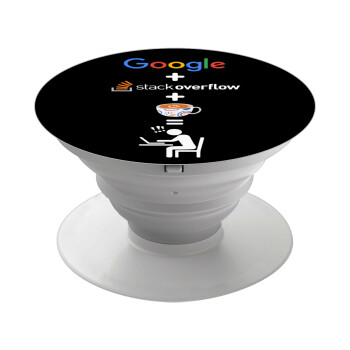 Google + Stack overflow + Coffee, Phone Holders Stand  White Hand-held Mobile Phone Holder