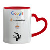 Mug heart red handle, ceramic, 330ml