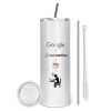 Eco friendly stainless steel tumbler 600ml, with metal straw & cleaning brush