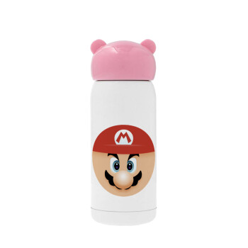 Super mario flat, Ροζ ανοξείδωτο παγούρι θερμό (Stainless steel), 320ml