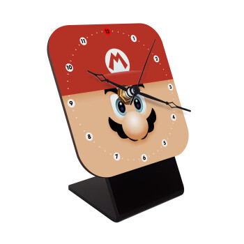 Super mario flat, Quartz Wooden table clock with hands (10cm)