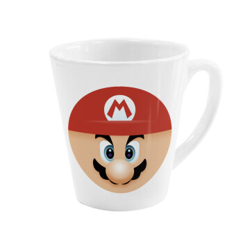 Super mario flat, Κούπα κωνική Latte Λευκή, κεραμική, 300ml