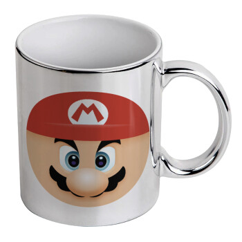 Super mario flat, Mug ceramic, silver mirror, 330ml