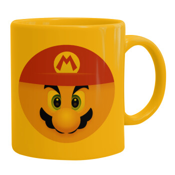 Super mario flat, Ceramic coffee mug yellow, 330ml (1pcs)