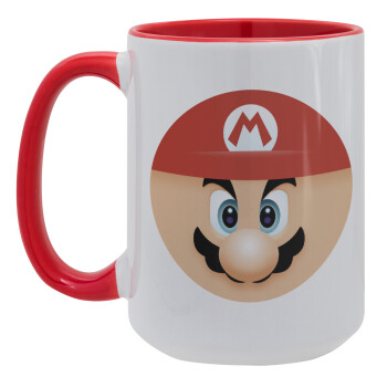 Super mario flat, Κούπα Mega 15oz, κεραμική Κόκκινη, 450ml