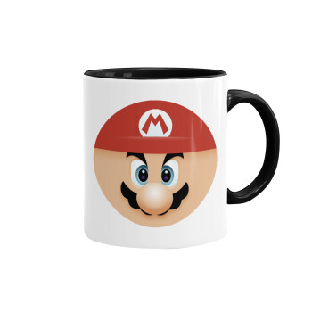 Super mario flat, Mug colored black, ceramic, 330ml