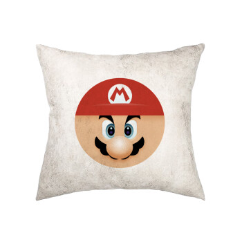 Super mario flat, Μαξιλάρι καναπέ Δερματίνη Γκρι 40x40cm με γέμισμα