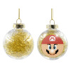 Transparent Christmas tree ball ornament with gold filling 8cm