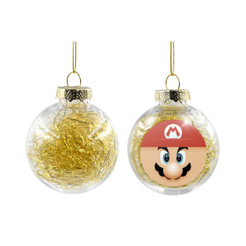 Super mario flat, Transparent Christmas tree ball ornament with gold filling 8cm