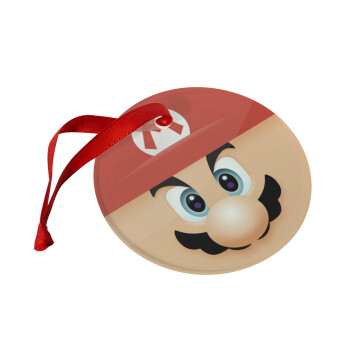 Super mario flat, Χριστουγεννιάτικο στολίδι γυάλινο 9cm