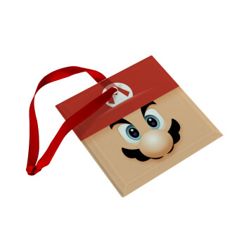 Super mario flat, Christmas ornament, glass square ornament 9x9cm