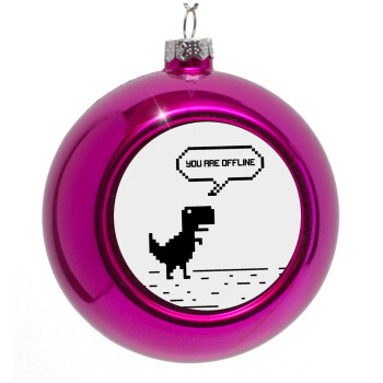 You are offline dinosaur, Purple Christmas tree ornament bauble 8cm