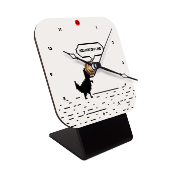 You are offline dinosaur, Quartz Wooden table clock with hands (10cm)