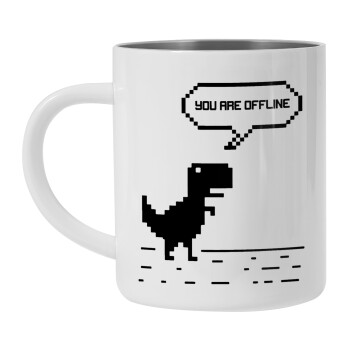 You are offline dinosaur, Mug Stainless steel double wall 450ml