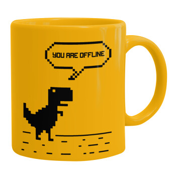 You are offline dinosaur, Κούπα, κεραμική κίτρινη, 330ml (1 τεμάχιο)