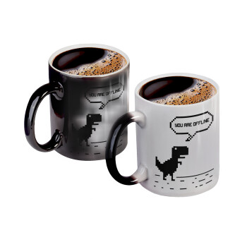 You are offline dinosaur, Color changing magic Mug, ceramic, 330ml when adding hot liquid inside, the black colour desappears (1 pcs)