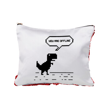 You are offline dinosaur, Red sequin cosmetic bag