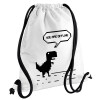 Backpack pouch GYMBAG white, with pocket (40x48cm) & thick cords