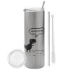 Eco friendly stainless steel Silver tumbler 600ml, with metal straw & cleaning brush