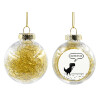 Transparent Christmas tree ball ornament with gold filling 8cm