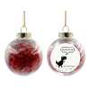 Transparent Christmas tree ball ornament with red filling 8cm