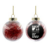 Transparent Christmas tree ball ornament with red filling 8cm