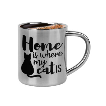 Home is where my cat is!, Double-wall metal cup for espresso (220ml)