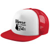 Adult Soft Trucker Hat with Red/White Mesh (POLYESTER, ADULT, UNISEX, ONE SIZE)