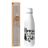 Easter Set, metallic Inox water bottle (700ml) & Easter scented flat candle (30cm) (GRAY)