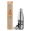 Easter Set, metallic stainless thermos flask (500ml) & scented flat Easter candle (30cm) (GRAY)