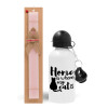 Easter Set, metallic aluminum bottle (500ml) & aromatic flat Easter candle (30cm) (PINK)