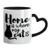 Mug heart black handle, ceramic, 330ml