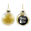 Transparent Christmas tree ball ornament with gold filling 8cm