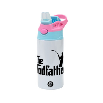 The rodfather, Children's hot water bottle, stainless steel, with safety straw, Pink/BlueCiel (360ml) BPA FREE