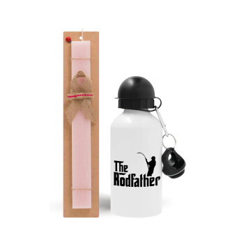 The rodfather, Easter Set, metallic aluminum bottle (500ml) & aromatic flat Easter candle (30cm) (PINK)