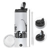 Travel Tumbler 2 Lids, with metal straw & cleaning brush (Stainless steel 304 Food grade, BPA free, 600ml)