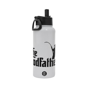 The rodfather, Metal mug thermo White with Straw and Spout Lid (Stainless steel), double wall, 950ml