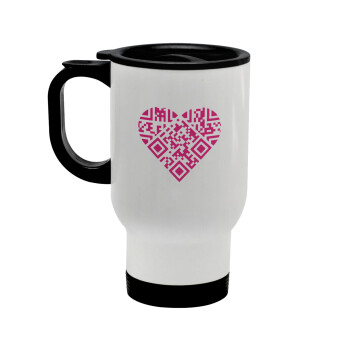 Heart hidden MSG, try me!!!, Stainless steel travel mug with lid, double wall white 450ml