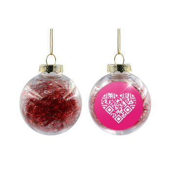 Heart hidden MSG, try me!!!, Transparent Christmas tree ball ornament with red filling 8cm