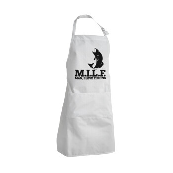 M.I.L.F. Mam i love fishing, Adult Chef Apron (with sliders and 2 pockets)