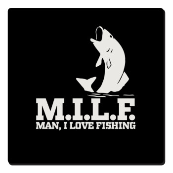 M.I.L.F. Mam i love fishing, Τετράγωνο μαγνητάκι ξύλινο 6x6cm
