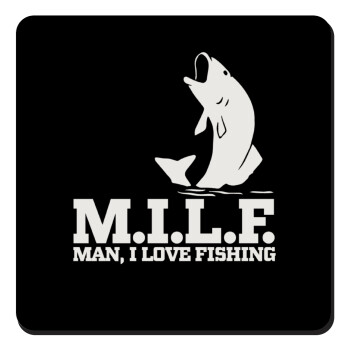 M.I.L.F. Mam i love fishing, Τετράγωνο μαγνητάκι ξύλινο 9x9cm
