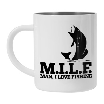 M.I.L.F. Mam i love fishing, Mug Stainless steel double wall 450ml