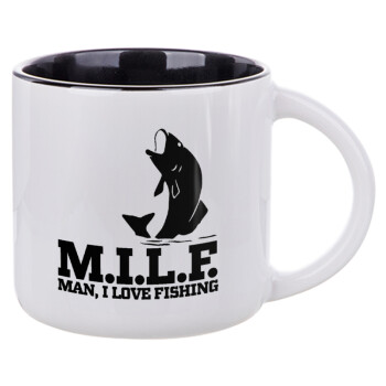 M.I.L.F. Mam i love fishing, Κούπα κεραμική 400ml Λευκή/Μαύρη